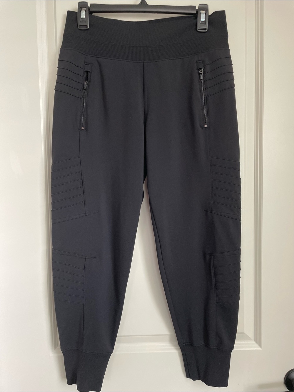 Athleta Venice Moto Jogger Black | Moto Pants Zip Pockets | M Petite